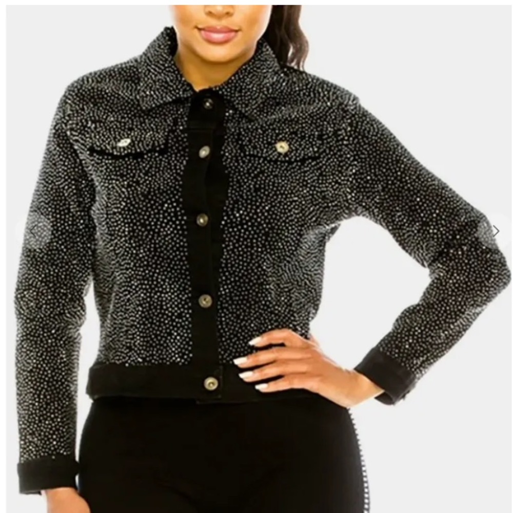 BLACK RHINESTONE DENIM
JACKET